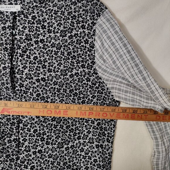 Equipment Femme Mixed Pattern Floral Plaid Silk Button Front Blouse Size Small - Picture 9 of 11